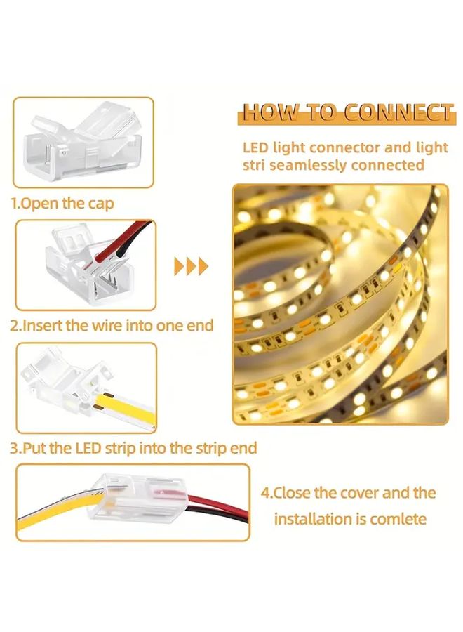 10Pcs 2 Pin 8mm Wire To Strip LED Connector Transparent Gapless Extension Adapter - Image 3