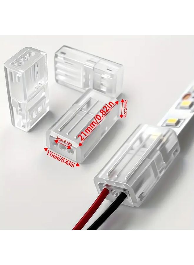 10Pcs 2 Pin 8mm Wire To Strip LED Connector Transparent Gapless Extension Adapter - Image 2