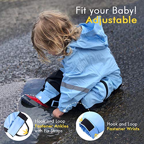 HAPIU Kids Toddler Rain Suit Muddy Buddy Waterproof Coverall,Blue,12M,Upgraded - Image 3