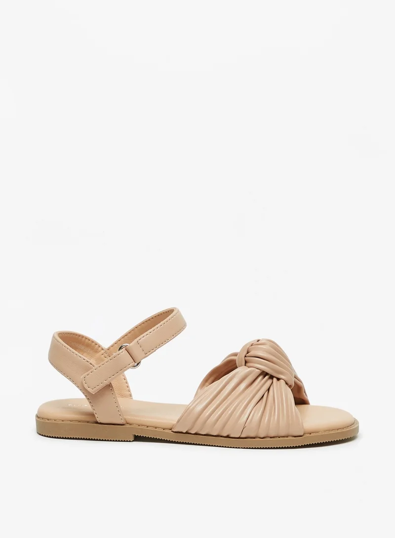Flora Bella By Shoexpress Girls Knot Detail Sandals with Hook and Loop Closure