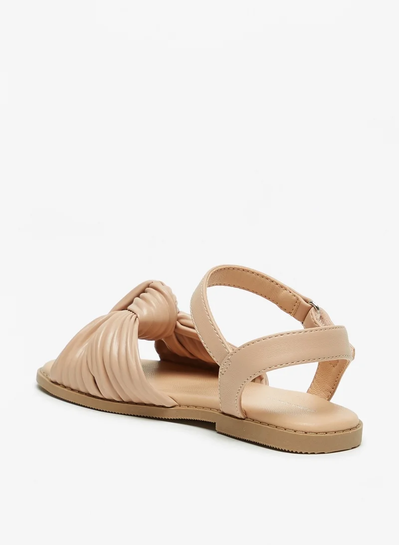 Flora Bella By Shoexpress Girls Knot Detail Sandals with Hook and Loop Closure