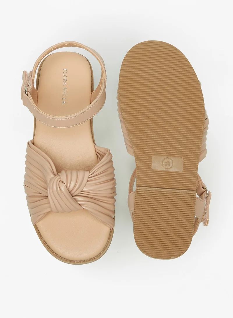 Flora Bella By Shoexpress Girls Knot Detail Sandals with Hook and Loop Closure