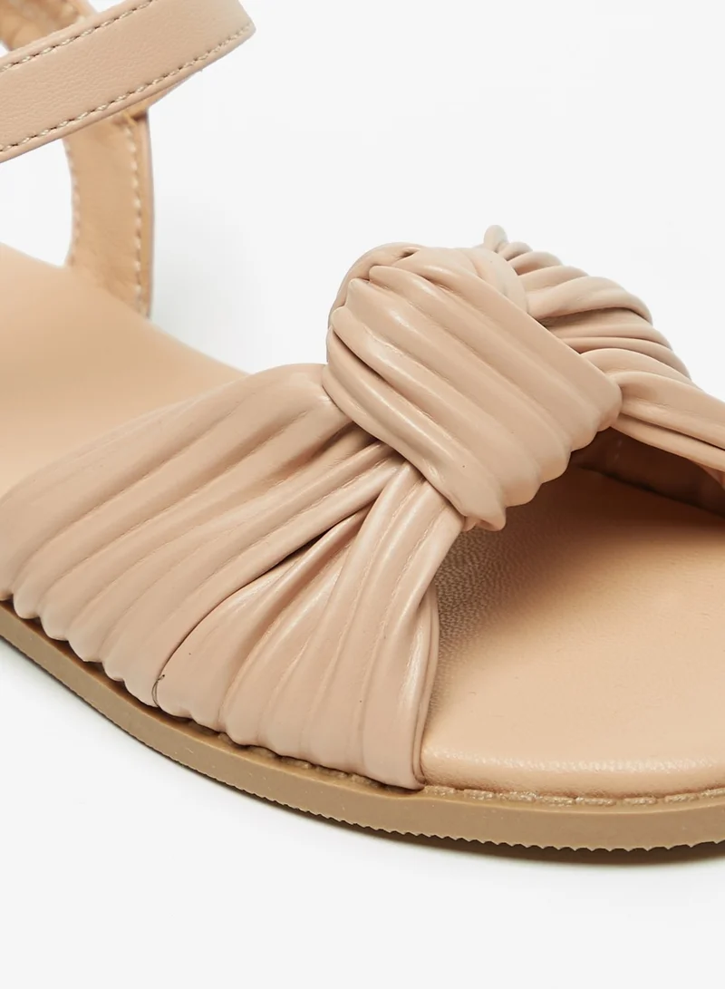 Flora Bella By Shoexpress Girls Knot Detail Sandals with Hook and Loop Closure