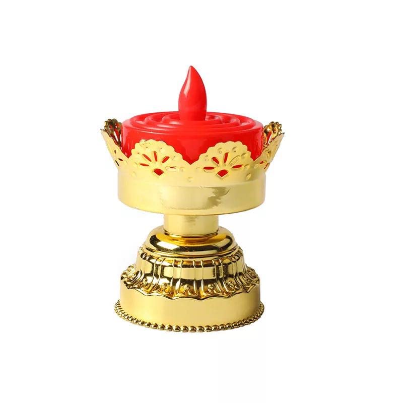 ONPRIX ONPRIX Night Decoration Lotus Shape Candle LightBattery Operated Puja Mandir Diwali Festival Decoration Red and Gold LED Bulb Lights Diya Pack of 2  - Image 5