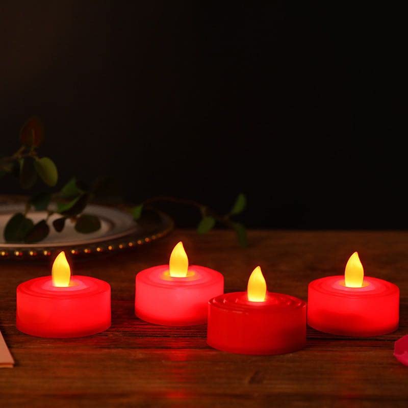 ONPRIX ONPRIX Night Decoration Lotus Shape Candle LightBattery Operated Puja Mandir Diwali Festival Decoration Red and Gold LED Bulb Lights Diya Pack of 2  - Image 3