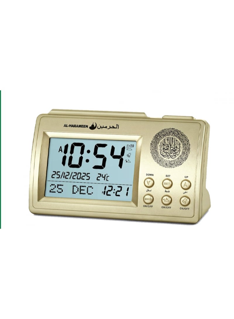 الحرمين ســاعــة الـحرميــن الاسلامية بشاشة مضيئة الإصدار الجديد منبة وتقويم ودرجة الحرارة