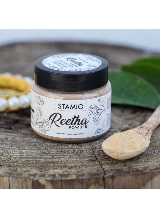 STAMIO Reetha Powder For Hair Wash Pack Mask Diy ; Pure Seedless Aritha ; Natural Cleanser/Shampoo ; Ritha ; Soapnuts ; Sapindus Mukorossi ; 50 Gm - Image 3