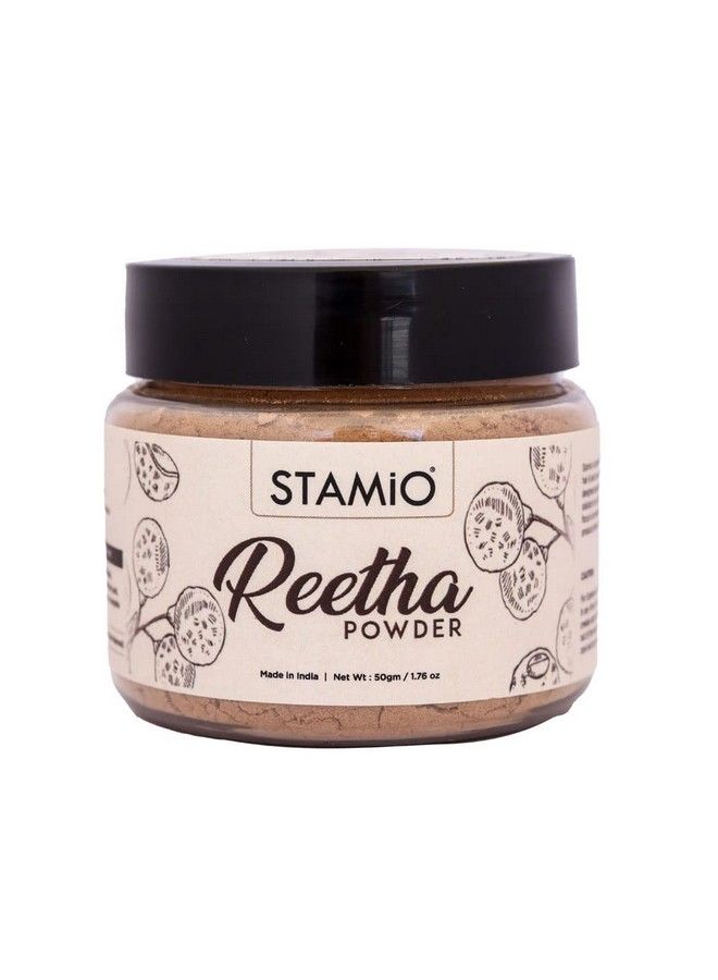 STAMIO Reetha Powder For Hair Wash Pack Mask Diy ; Pure Seedless Aritha ; Natural Cleanser/Shampoo ; Ritha ; Soapnuts ; Sapindus Mukorossi ; 50 Gm - Image 2