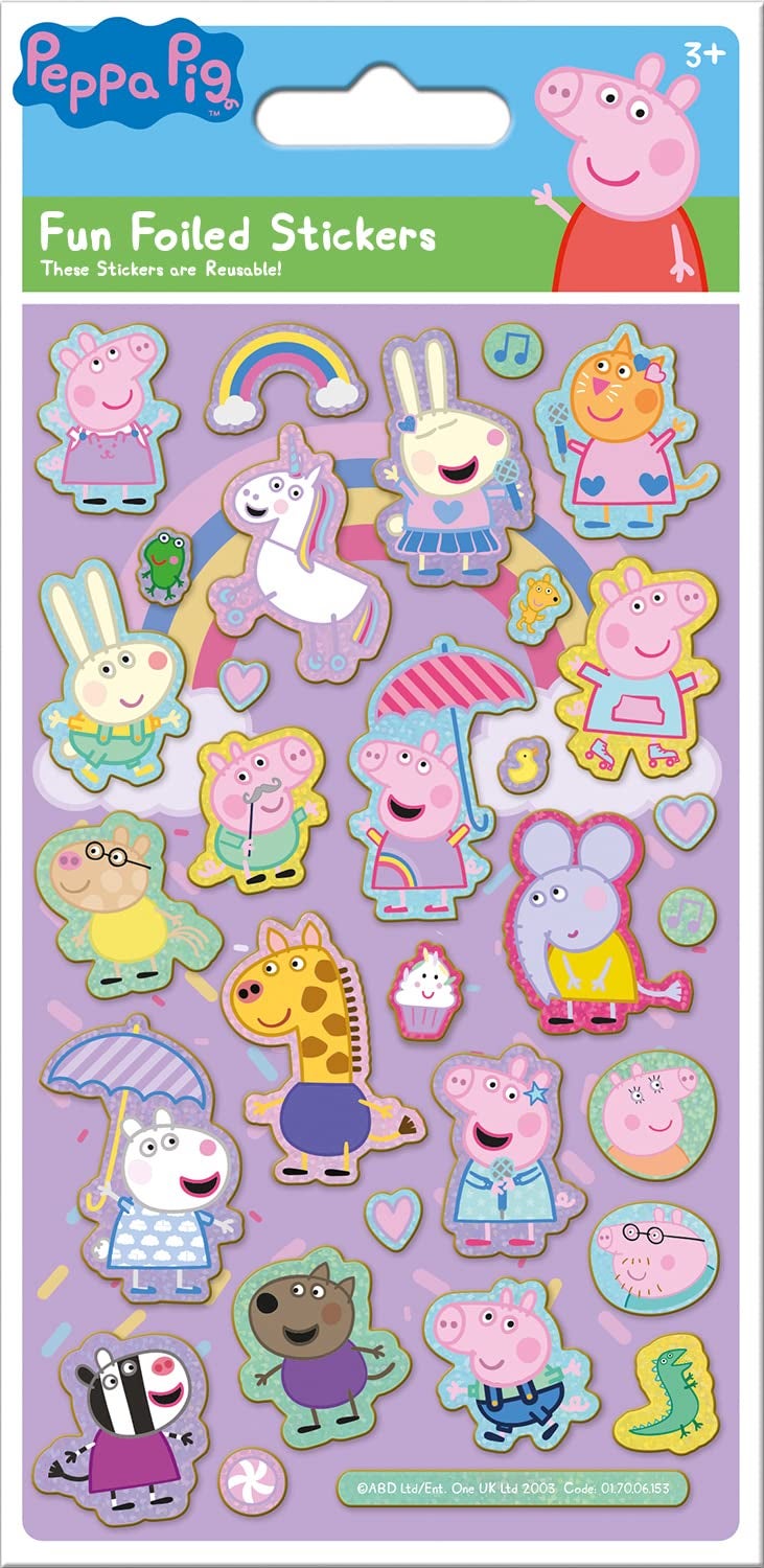 Paper Projects Peppa Pig Pink Sparkly Reusable Stickers | Official Licensed Product | Reusable on Non-Porous Surfaces, 19.5cm x 9.5cm - Image 1