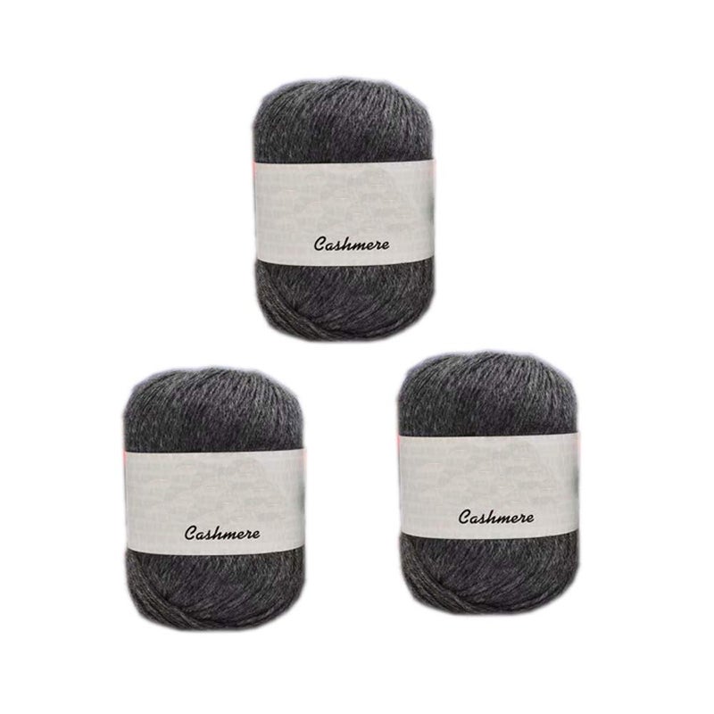 TrueValue Truevalue 3 Balls 100 percent Cashmere Merino Wool Blend Yarn Soft Cashmere Thread Knitting Crochet Fuzzy Yarn for DIY Sweater Scarf Gloves Total 150gDeep Grey 