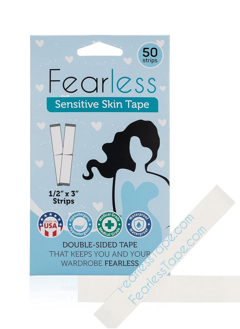 Fearless Tape Fearless Tape - Sensitive Skin - Women's Double Sided Tape for Clothing and Body, Transparent Clear Color for All Skin Shades, 50 Count  - Image 1