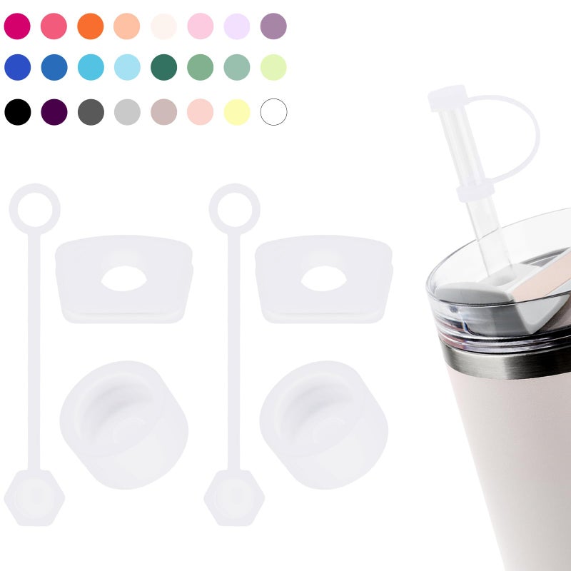 DUNLAGUE DUNLAGUE Silicone Spill Stopper Set Compatible with Stanley Cup 2.0 30oz & 40oz with Straw Cover (Set of 2, Clear)  - Image 1