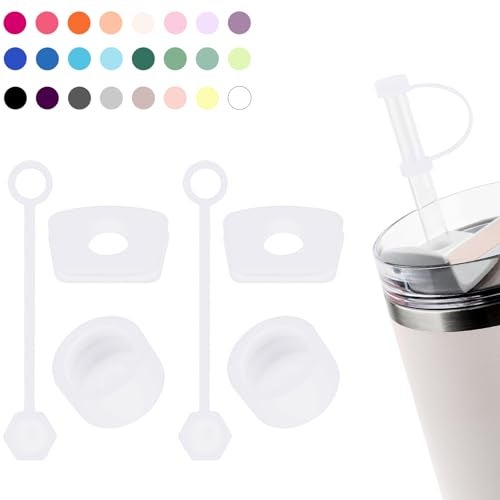 DUNLAGUE DUNLAGUE Silicone Spill Stopper Set Compatible with Stanley Cup 2.0 30oz & 40oz with Straw Cover (Set of 2, Clear)  - Image 2