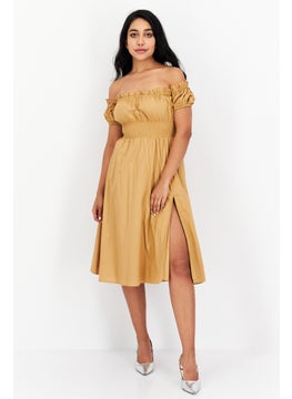 NOMAD Women Textured Mini Casual Dress, Tan  - Image 3