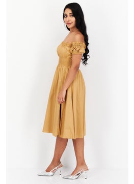 NOMAD Women Textured Mini Casual Dress, Tan  - Image 4
