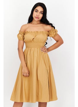 NOMAD Women Textured Mini Casual Dress, Tan  - Image 1