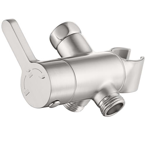 Uvish 3 Way Shower Diverter Valve with Hand Shower Holder, G1/2 Shower Head Splitter, Shower Arm Diverter, Bathroom Universal Shower System Replacement Part (Brushed) - Image 1