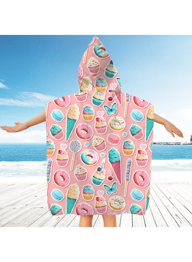 NIBEMINENT Kids Hooded Towel Cape - Microfiber Swim & Beach Bathrobe, Super Absorbent & Quick-Dry Towel for Children (60x60cm)  - Image 1