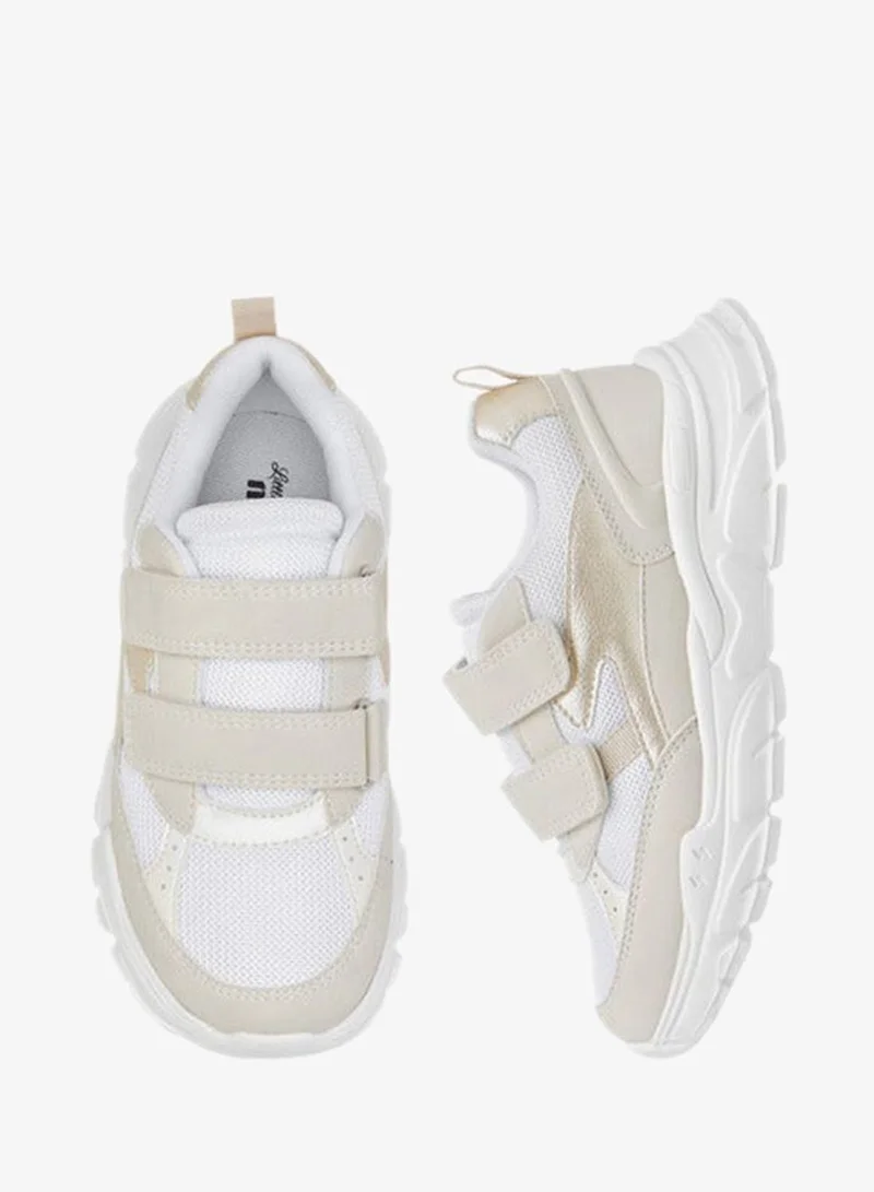 Little Missy Girls Panelled Sneakers with Hook and Loop Closure