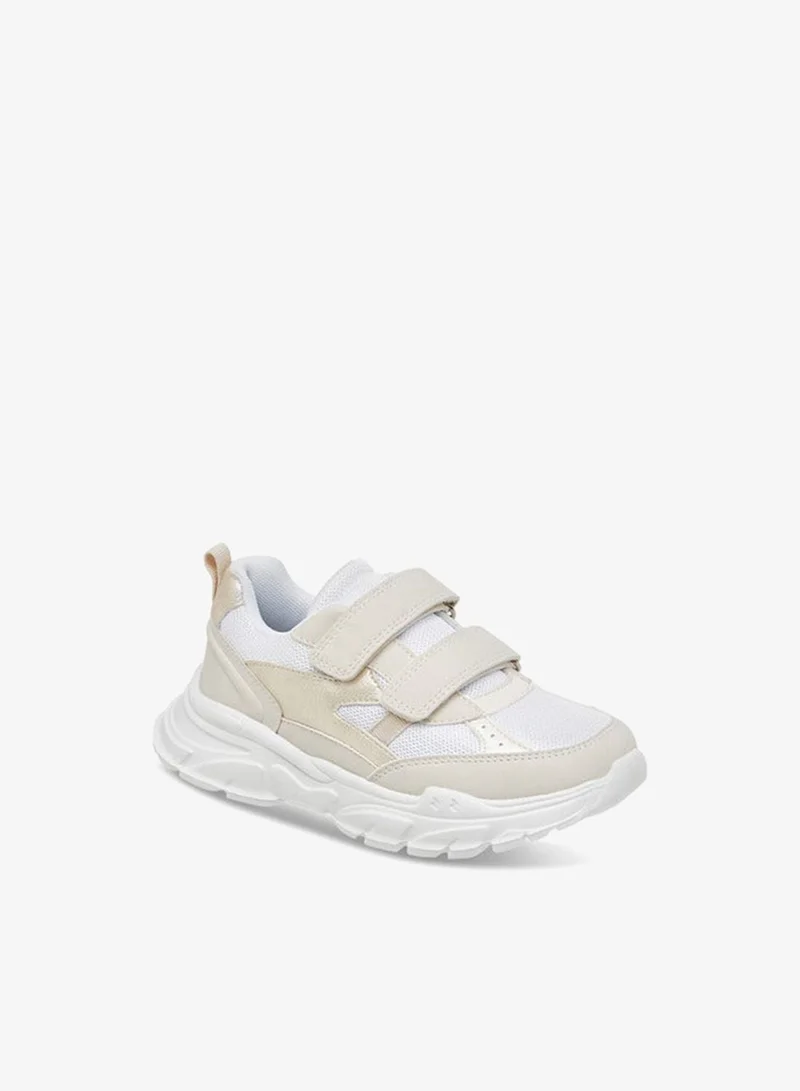 Little Missy Girls Panelled Sneakers with Hook and Loop Closure