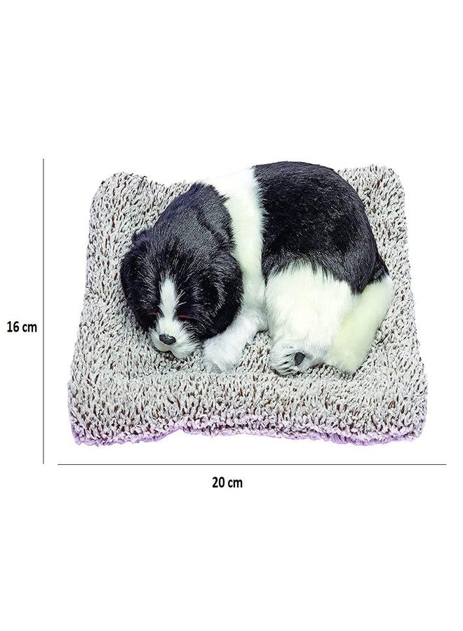 MAHALRAJ Sleeping Dog Stuffed Toy - Sleeping Cute Dog for Car Auto Dashboard and Home Decor | Cute Car Interior Toy, Sleeping Puppy Black & White Stuffed Toy -Size (20cm X 16cm) - Image 2