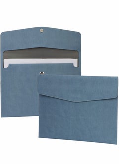 Y&D File Folder PU Leather A4 Document Holder Organizer Filing Envelope Portfolio Case Tablet Sleeve with Magnetic Snap Closure for Home School Office Stationery (Blue)  - Image 1