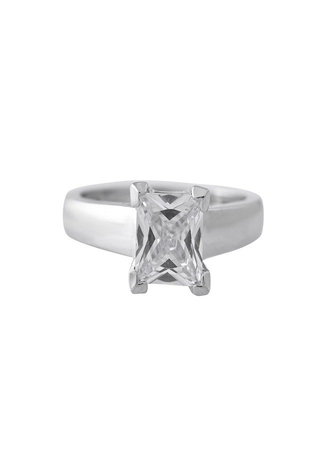 VOYLLA Sparkling Elegance Regalia American Diamond Solitaire Ring For Women, Party, Wedding, Lightweight, Gift For Her, Valentines Day, Valentines Gift For Lover, Girlfriend - Image 1