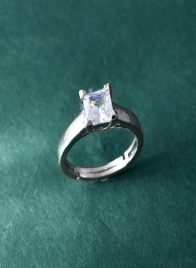 VOYLLA Sparkling Elegance Regalia American Diamond Solitaire Ring For Women, Party, Wedding, Lightweight, Gift For Her, Valentines Day, Valentines Gift For Lover, Girlfriend - Image 2