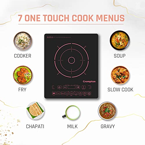 Crompton Instaserve 2000 W Induction Cooktop with 11 Feather Touch Buttons | 8 One touch Cook Menus | Overvoltage Shield Protection - Image 3