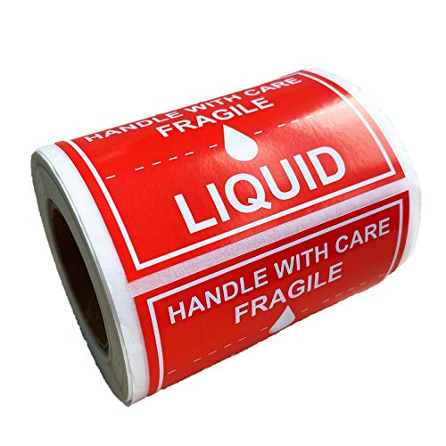SMARSTICKER Fragile Liquid Handle with Care Warning Stickers 2X3 inch Warehouse Pallet Labels Liquid Shipping Mailing and Packing Warning Labels for Shipping, Handling, Packing, and Moving (300 Pcs) - Image 1