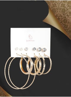 Just Peachy Just Peachy Gold Toned Earrings for Women & Girls, Ear Bali With 3 Studs for Ladies, Latest Design, Earrings for Birthdays Gifts, Anniversaries Pack of 6  - Image 3