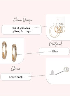 Just Peachy Just Peachy Gold Toned Earrings for Women & Girls, Ear Bali With 3 Studs for Ladies, Latest Design, Earrings for Birthdays Gifts, Anniversaries Pack of 6  - Image 4