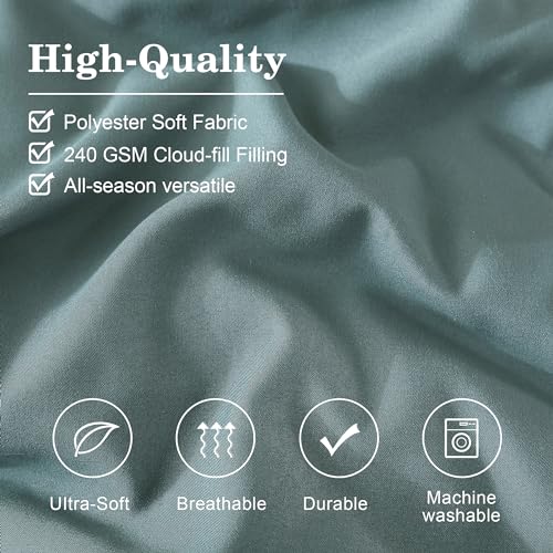 Monbix Queen Comforter Set - 7 Pieces Dark Green Bed in a Bag Queen Bedding Sets with Comforters, All Seasons Comforter Bed Set with Sheets,Pillowcases & Shams - Image 5