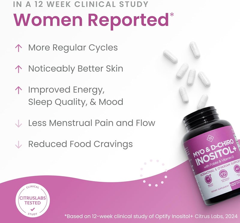 Optify MyoInositol  DChiro Inositol Supplement for Women  401 Ratio Plus Folate and Vitamin D  Support Healthy Hormonal Balance Regular Cycles  Ovarian Health  30Day Supply - Image 3