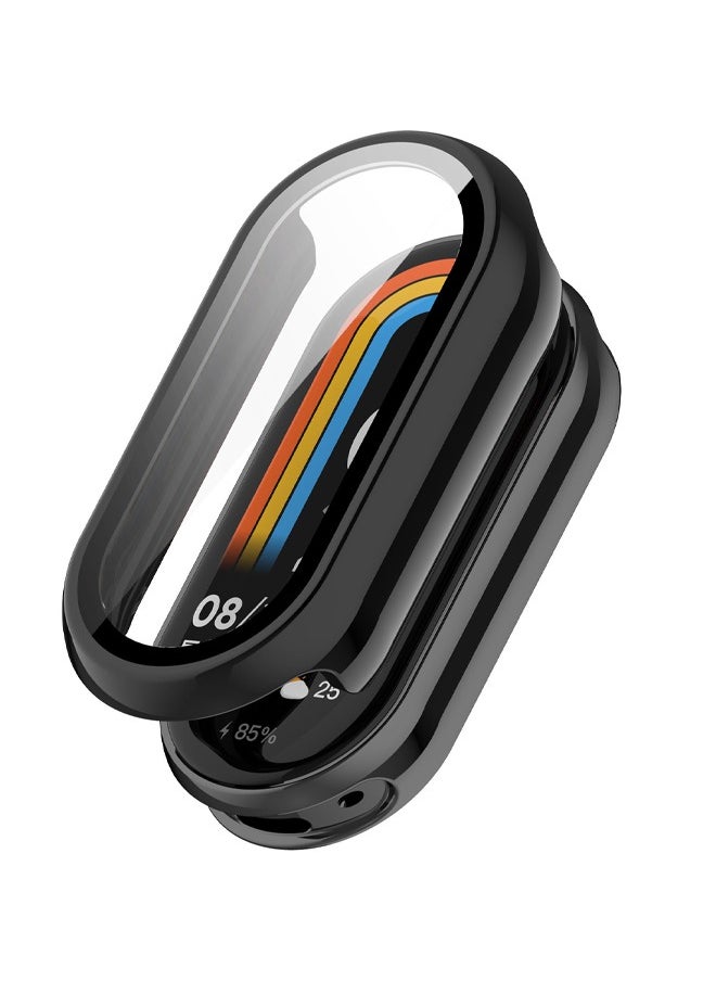 روكاوات حافظة متوافقة مع ساعة Xiaomi band 9 Watch، طبقة حماية زجاجية، إطار من البلاستيك الصلب، حافظة ساعة Xiaomi band 9 باللون الأسود  - Image 1