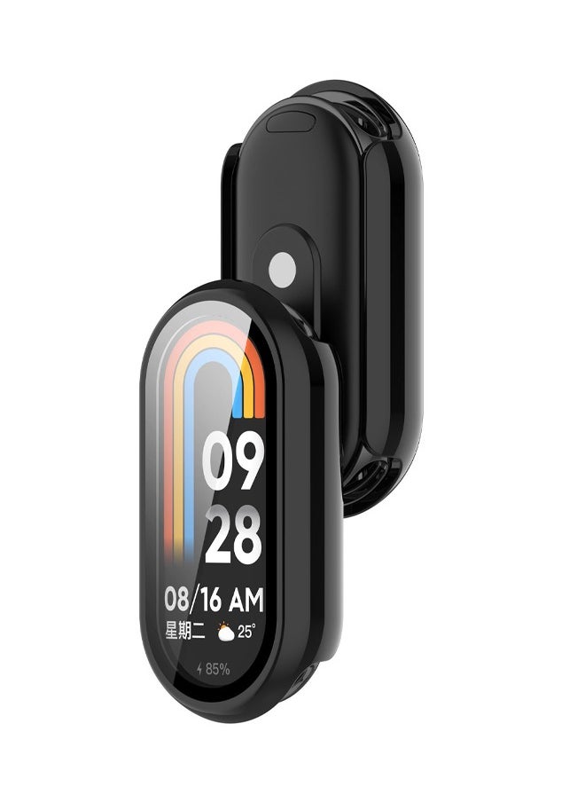 روكاوات حافظة متوافقة مع ساعة Xiaomi band 9 Watch، طبقة حماية زجاجية، إطار من البلاستيك الصلب، حافظة ساعة Xiaomi band 9 باللون الأسود  - Image 2