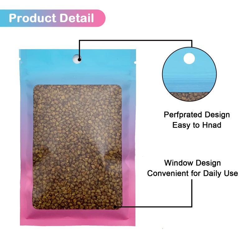 Arsmat 100 Pcs Resealable Mylar Bags, Gradient Color Food Storage Bags, Zip Bag Foil Bags Packaging Pouch for Food Storage, Sample, Small Business (Blue Pink, 4 X 6 Inch) - Image 4