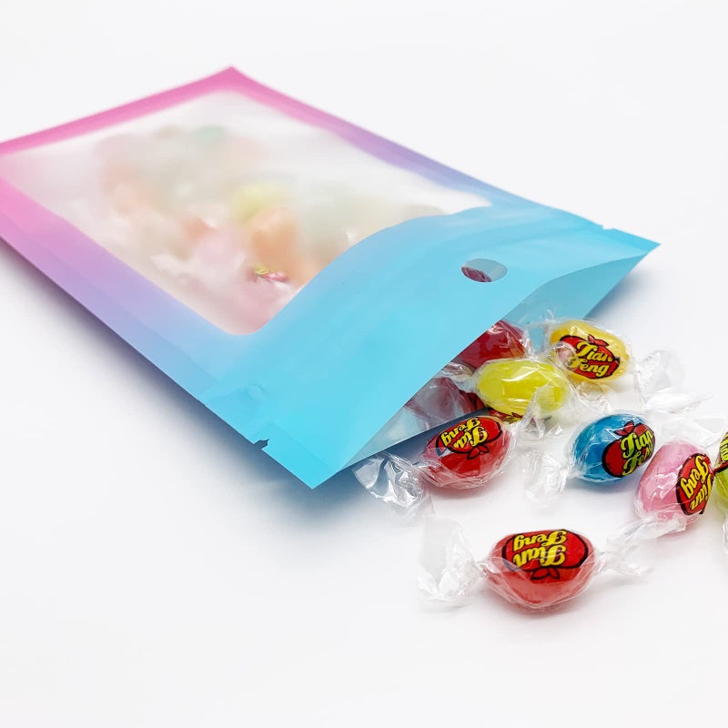 Arsmat 100 Pcs Resealable Mylar Bags, Gradient Color Food Storage Bags, Zip Bag Foil Bags Packaging Pouch for Food Storage, Sample, Small Business (Blue Pink, 4 X 6 Inch) - Image 5