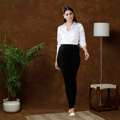 MomToBe Women's Cotton Maternity High Rise Classic Leggings/Pregnancy Bottoms For Pre and Post Pregnancy (Black, X-Large) - Image 2