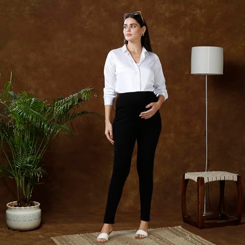 MomToBe Women's Cotton Maternity High Rise Classic Leggings/Pregnancy Bottoms For Pre and Post Pregnancy (Black, X-Large) - Image 4