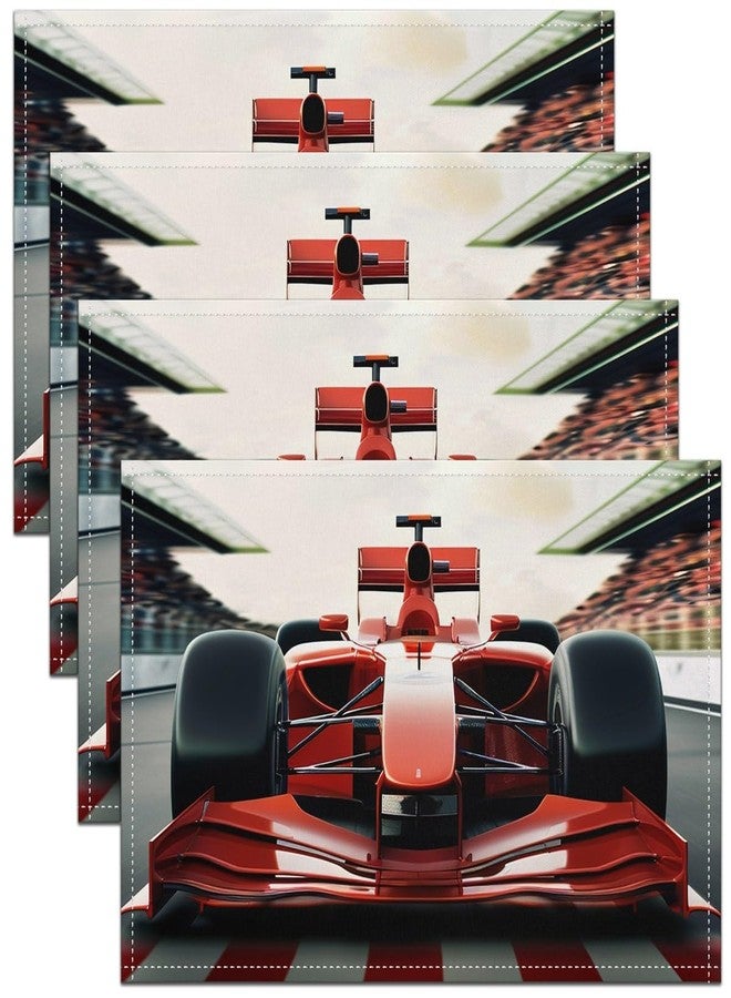 Man Fei 3D Red Formula Car Table Placemats Set of 4,Cool Racing Car Place Mats 12x18 Inch for Kitchen Table,Racing Speed Sport Washable Mats Suitable for Restaurant - Image 1