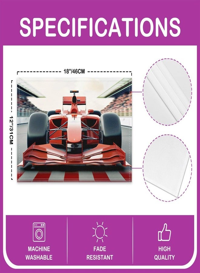 Man Fei 3D Red Formula Car Table Placemats Set of 4,Cool Racing Car Place Mats 12x18 Inch for Kitchen Table,Racing Speed Sport Washable Mats Suitable for Restaurant - Image 4