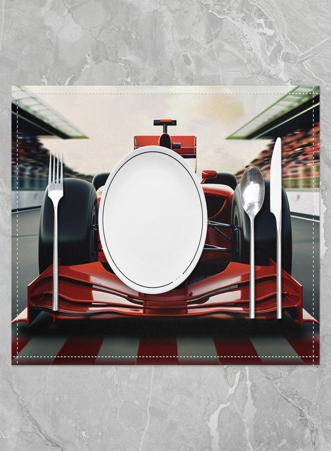 Man Fei 3D Red Formula Car Table Placemats Set of 4,Cool Racing Car Place Mats 12x18 Inch for Kitchen Table,Racing Speed Sport Washable Mats Suitable for Restaurant - Image 2