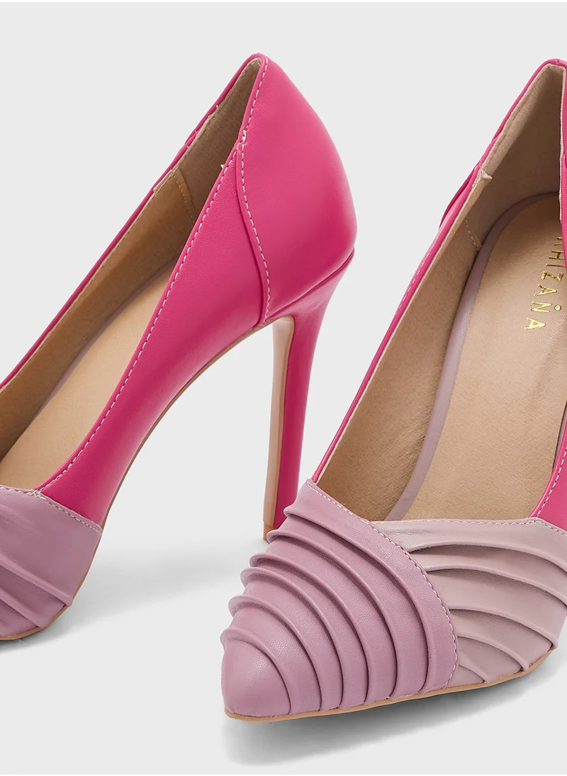 Khizana Colourblock Gathered Pointed Pump