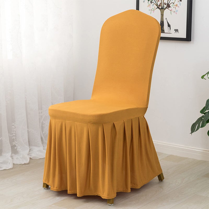 Dimatic Dimatic Dining Room Chair Covers Set of 4  Stretch Parsons Slipcovers with Skirt Super Fit Spandex Chair Seat Protector Cover for Dining Room  Hotel  Ceremony (Gold) - Image 2
