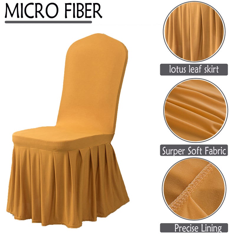 Dimatic Dimatic Dining Room Chair Covers Set of 4  Stretch Parsons Slipcovers with Skirt Super Fit Spandex Chair Seat Protector Cover for Dining Room  Hotel  Ceremony (Gold) - Image 3