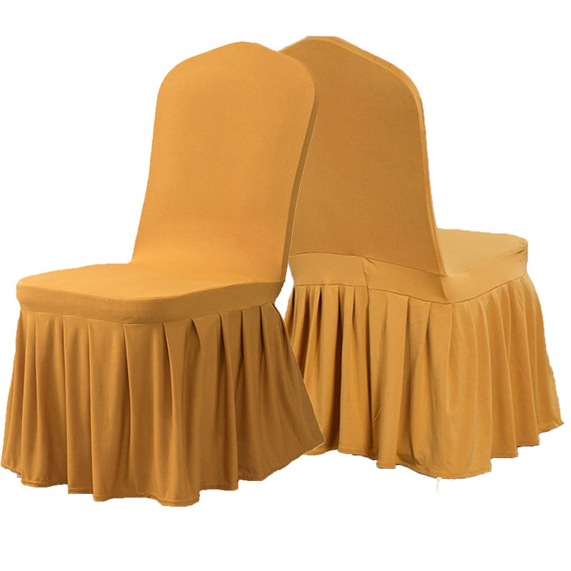 Dimatic Dimatic Dining Room Chair Covers Set of 4  Stretch Parsons Slipcovers with Skirt Super Fit Spandex Chair Seat Protector Cover for Dining Room  Hotel  Ceremony (Gold) - Image 4