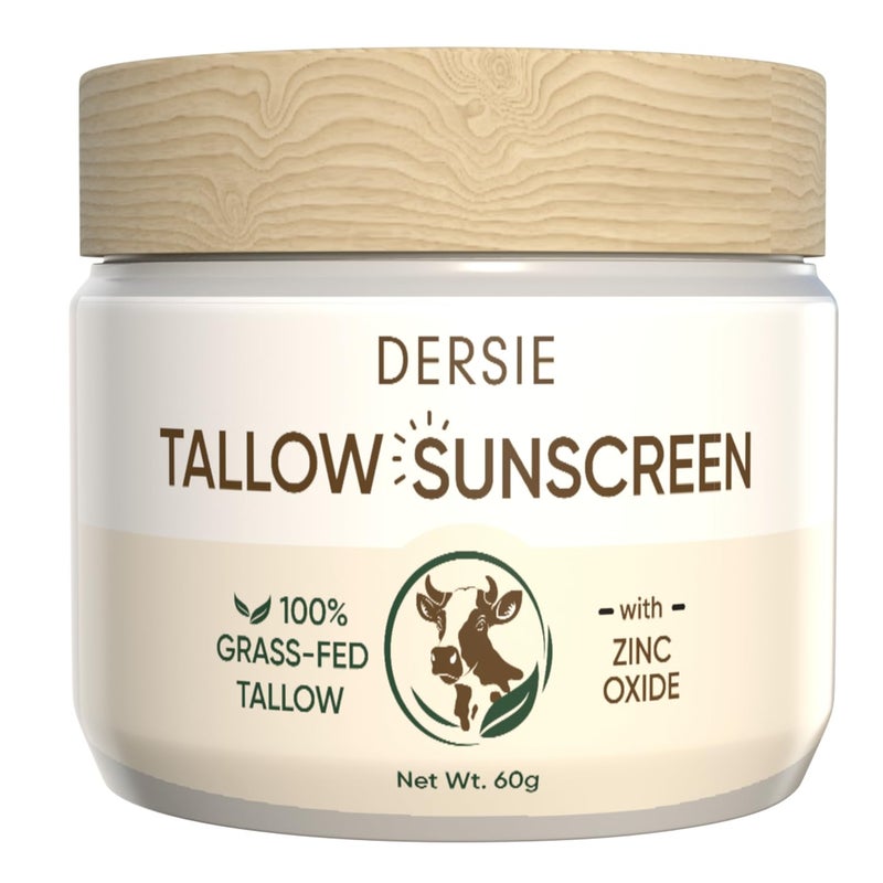 Beef Tallow Sunscreen with Zinc Oxide Tallow Zinc Oxide Instant Sun Protection Non Greasy Formula with Beeswax Red Raspberry Carrot Oil Suitable for Dry and Sensitive Skin Fresh Scent