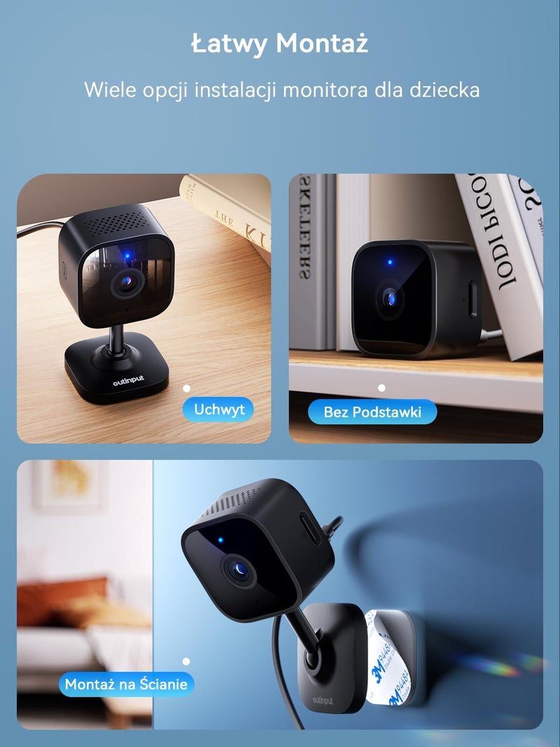 Outinput Indoor Security Camera, 2K WiFi Home Camera for Baby Monitor/Pet/Dog, Motion Detect, Night Vision, 2-Way Audio, Instant App Alerts, Cloud & Local Storage, Share to Family (Black) - Image 4