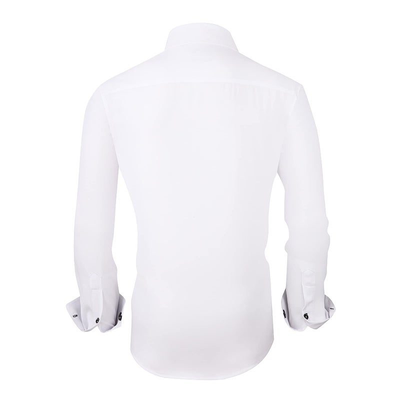 Alex Vando Mens Dress Shirt Wrinkle Free Regular Fit 4-Way Stretch Button Down Shirts,White,XXL - Image 2